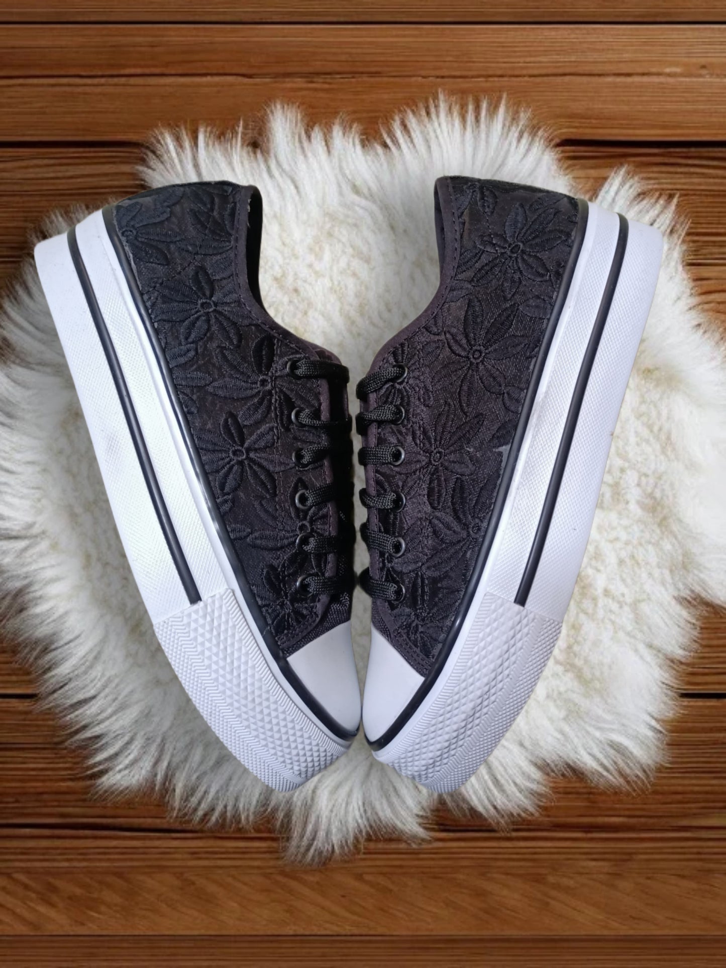 Tenis Choclo Flor negra