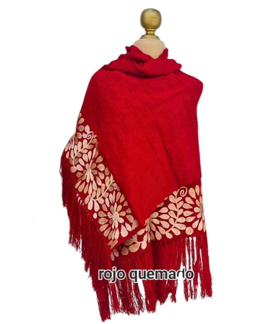Rebozo Telar Flores Oro
