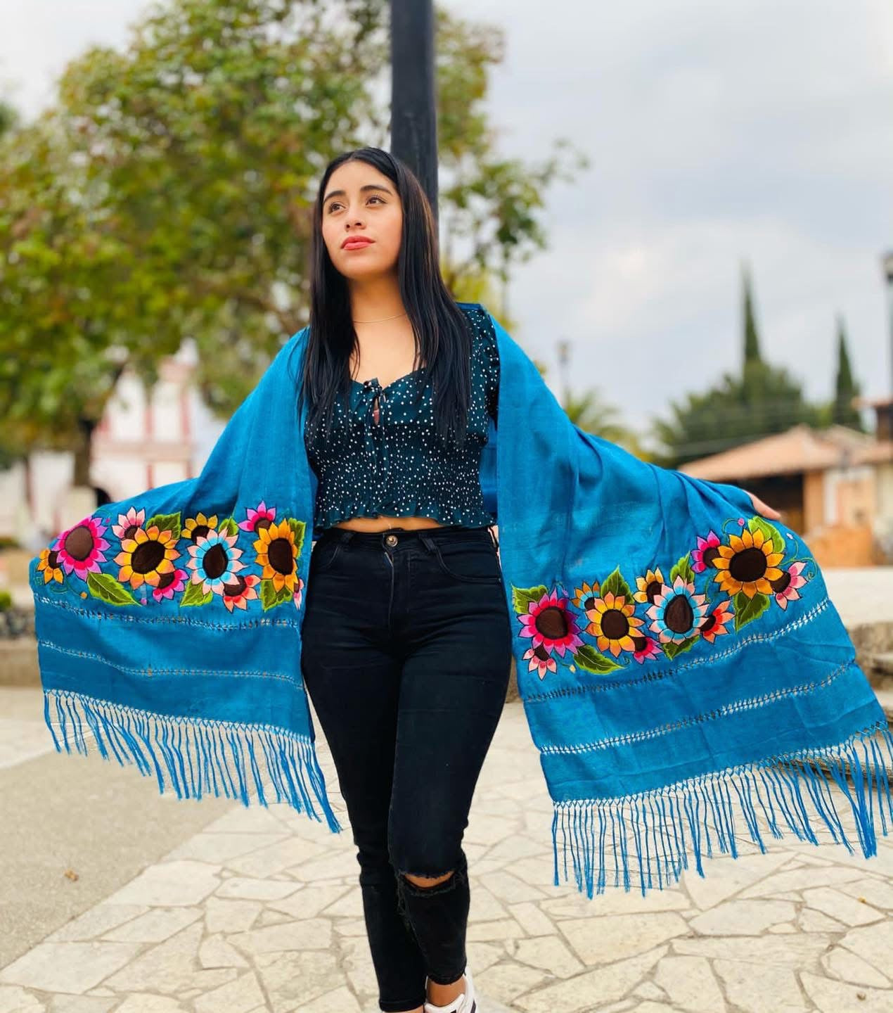 Rebozo Seda Floral