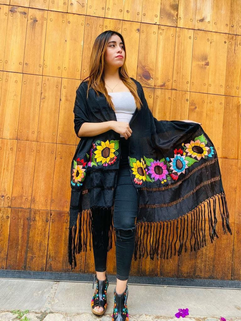 Rebozo Seda Floral