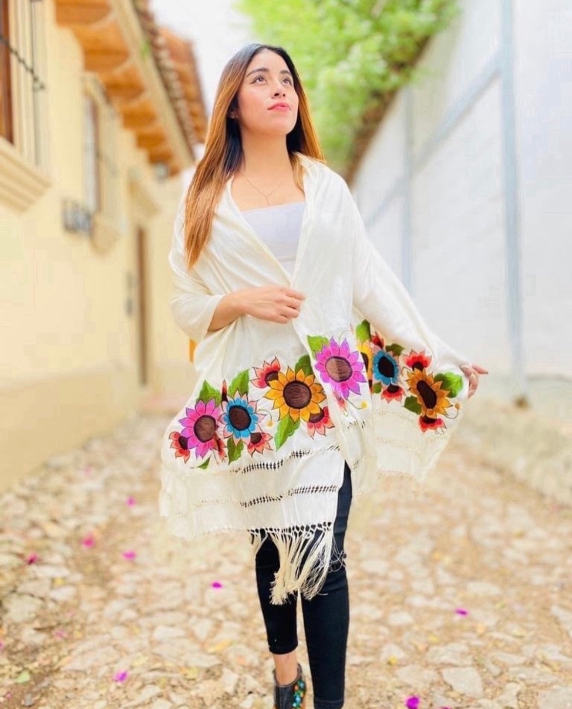 Rebozo Seda Floral