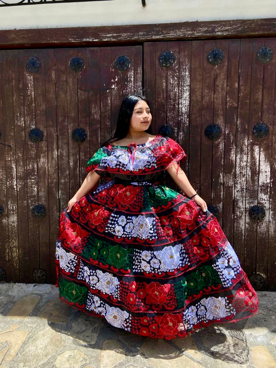 Vestido Tricolor Incluye rebozo