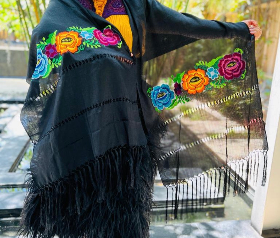 Rebozo Seda Floral