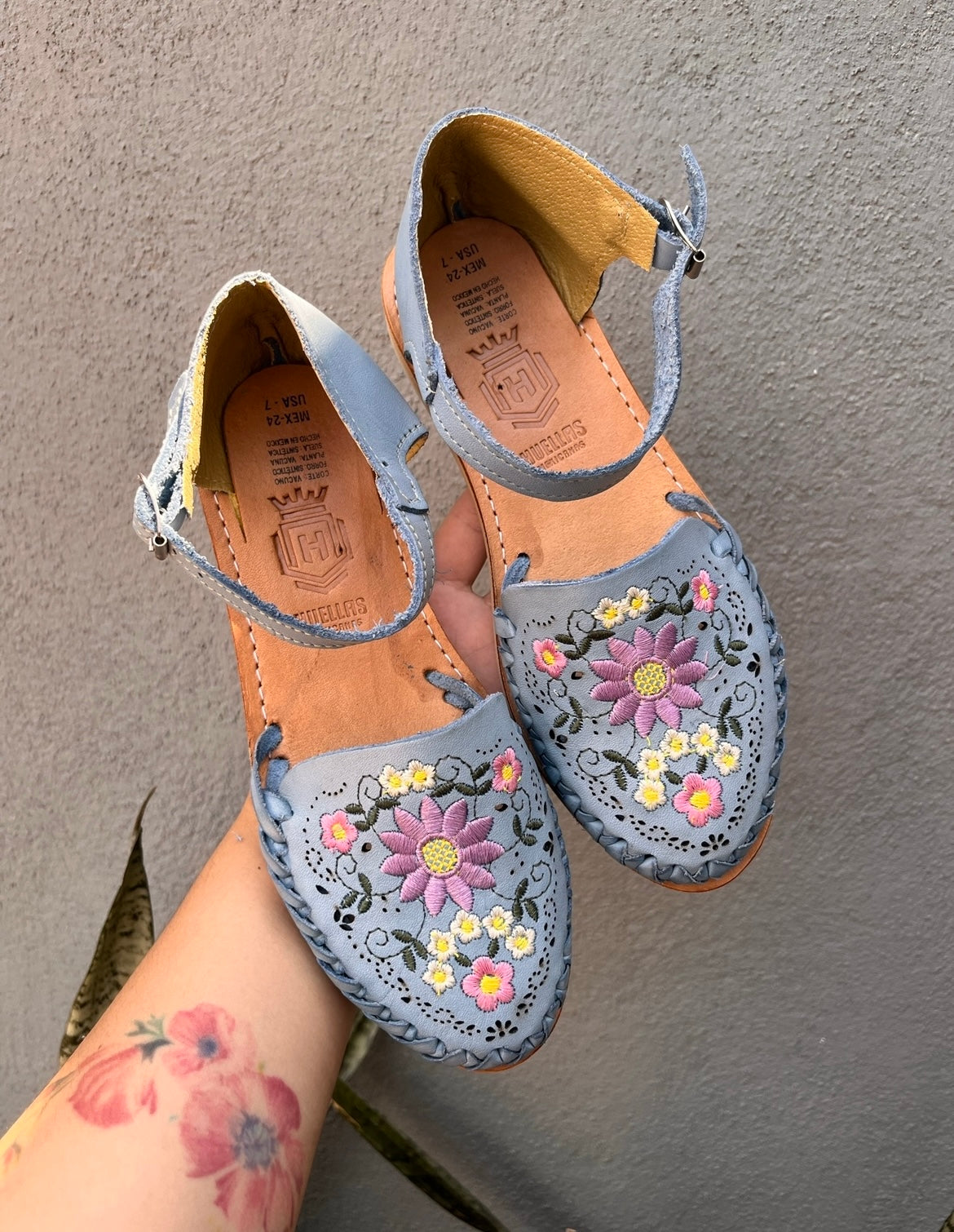 Huaraches Florecitas Azul