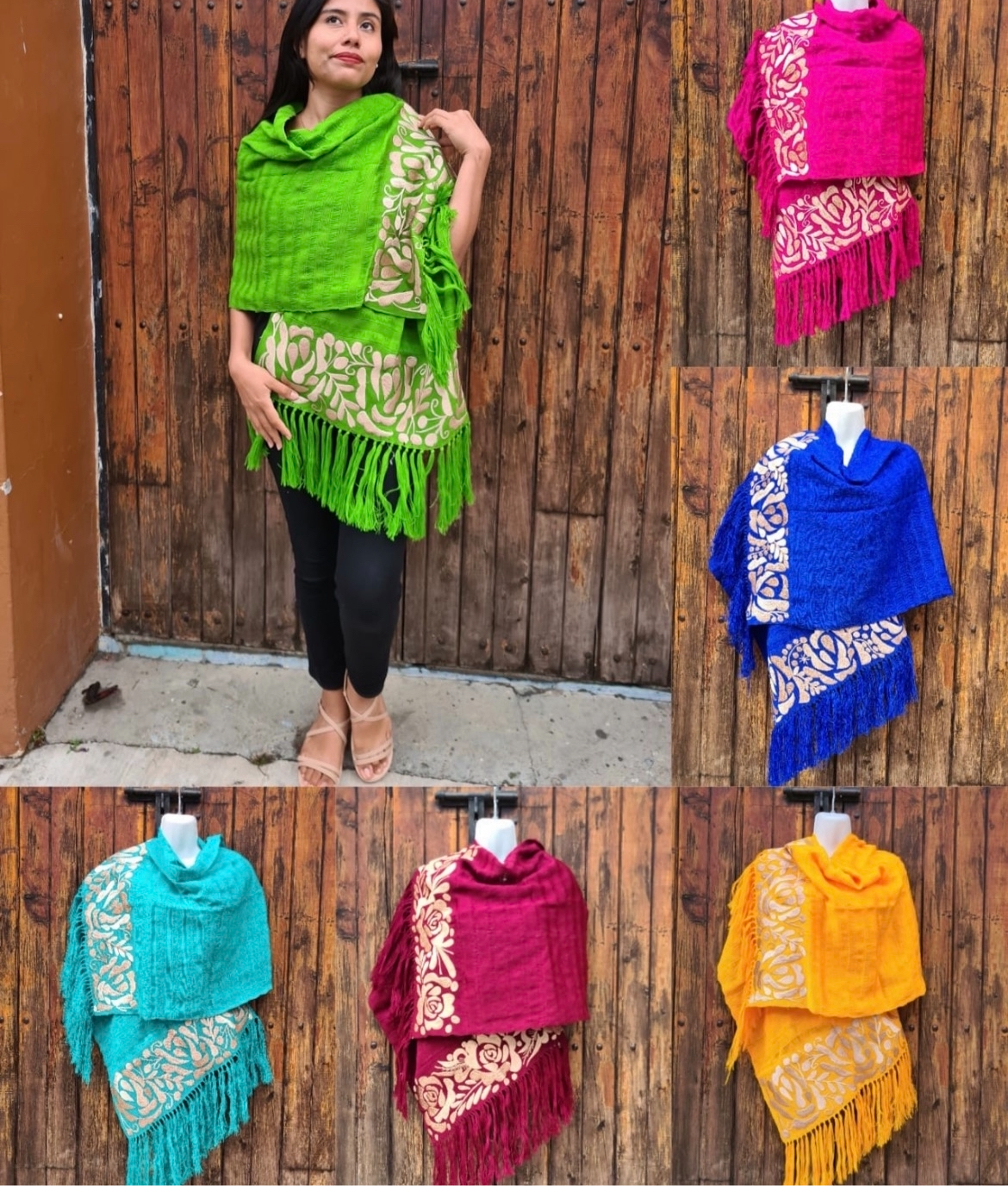 Rebozo Telar Flores Oro