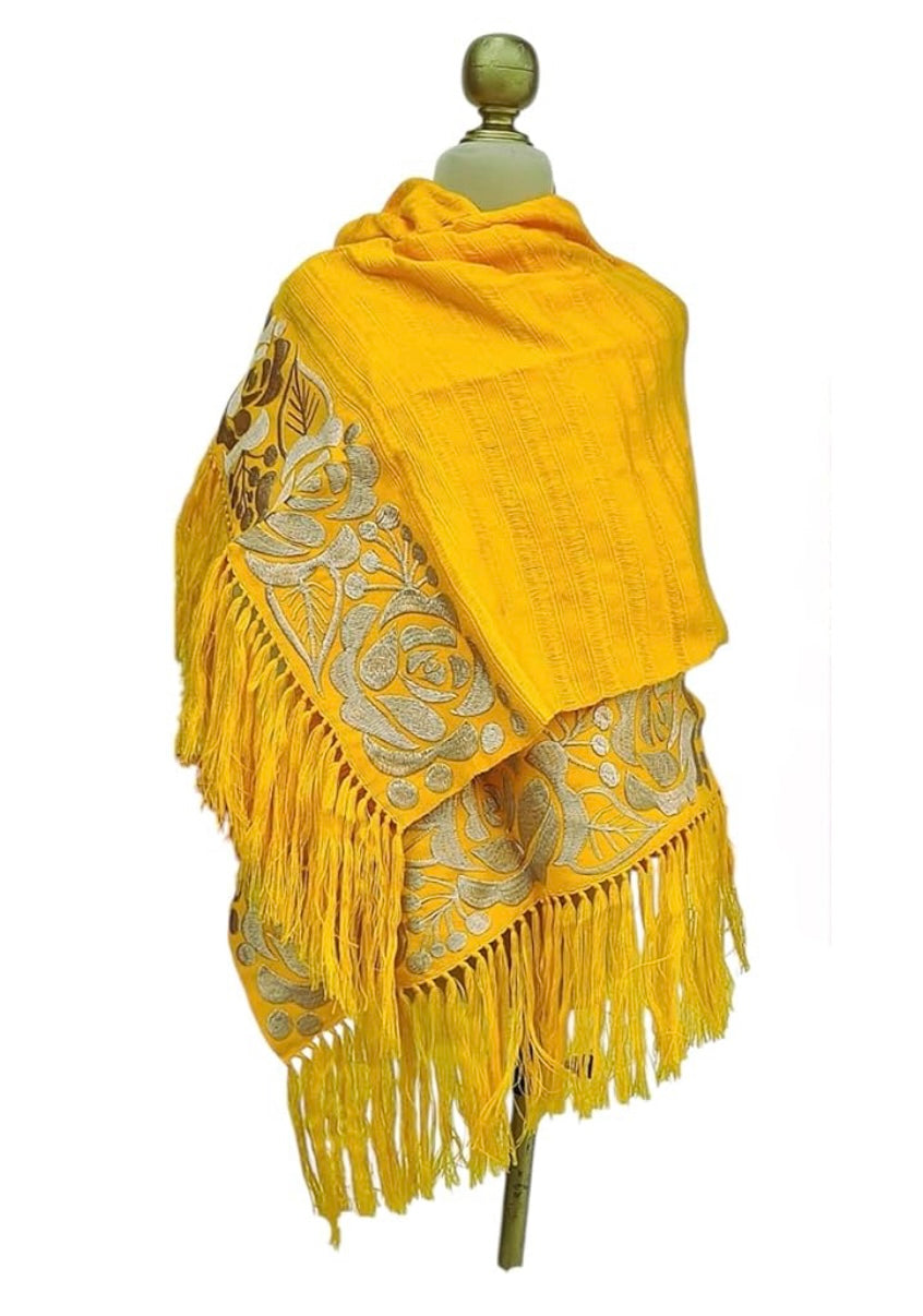 Rebozo Telar Flores Oro