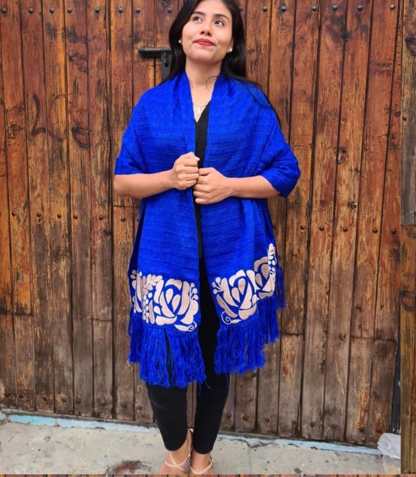 Rebozo Telar Flores Oro