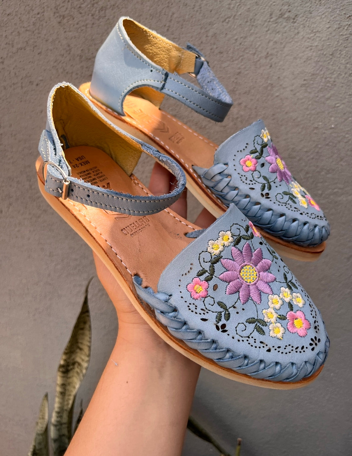Huaraches Florecitas Azul