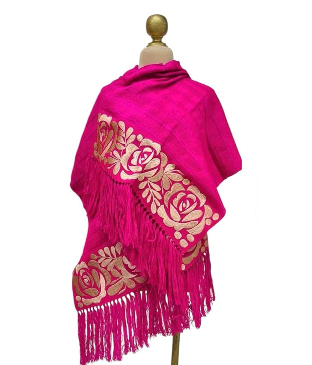 Rebozo Telar Flores Oro