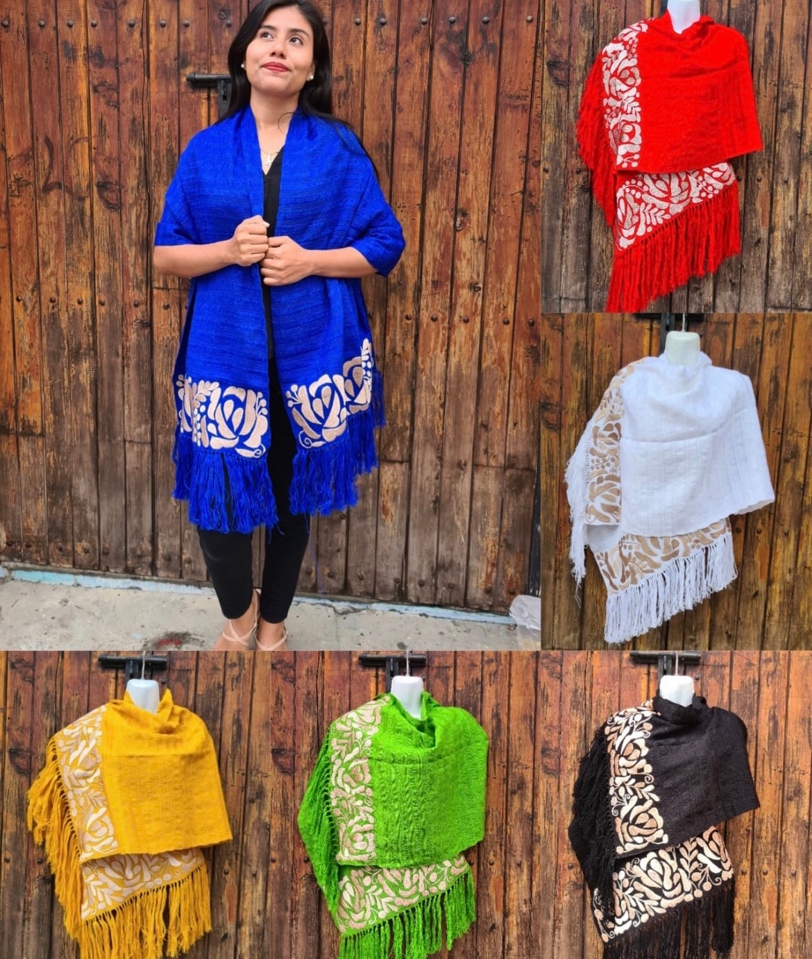 Rebozo Telar Flores Oro