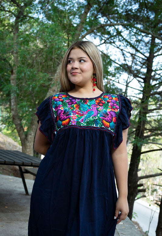 Vestido Pájaros punto de cruz