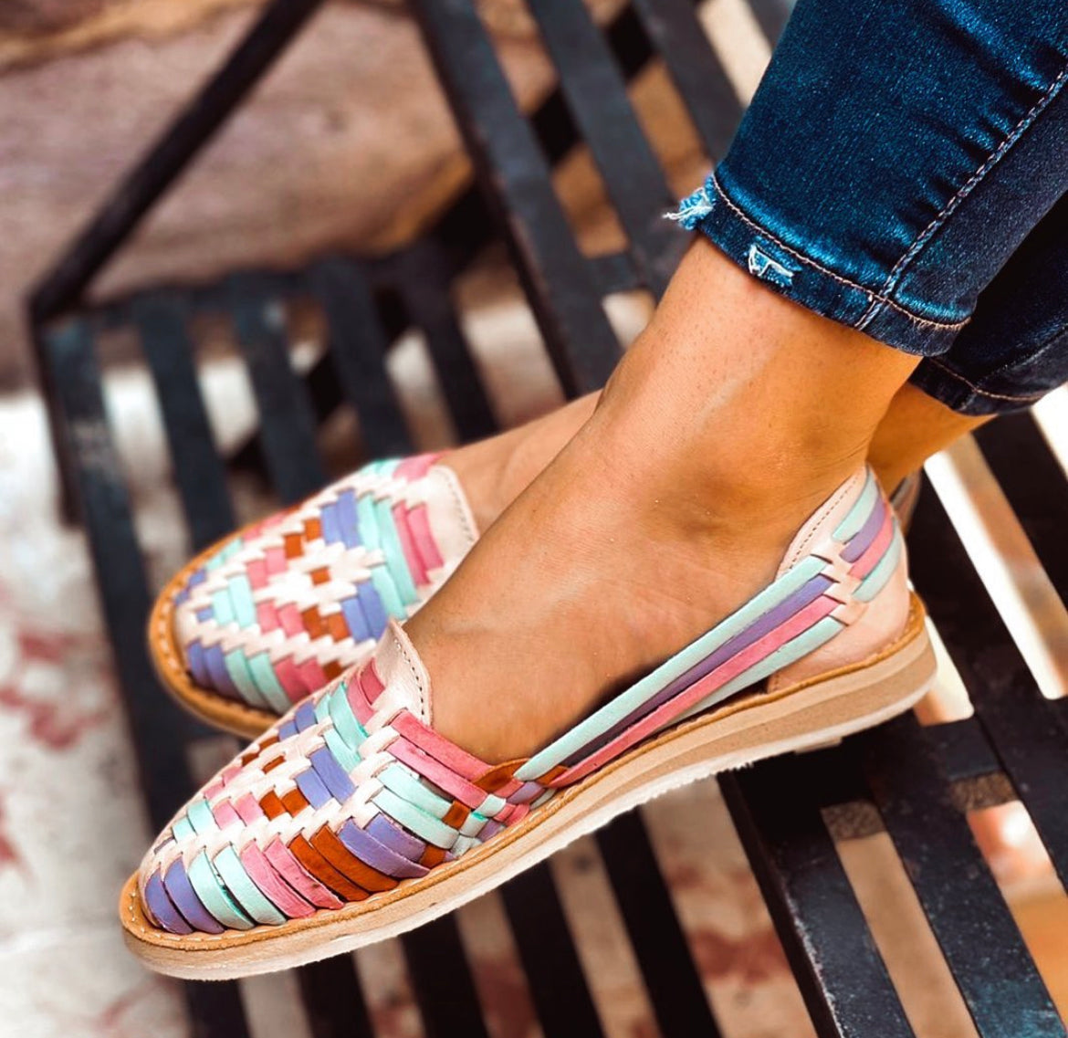 Huaraches rombo pastel