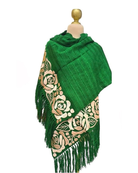 Rebozo Telar Flores Oro