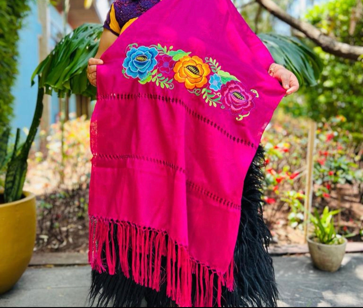Rebozo Seda Floral