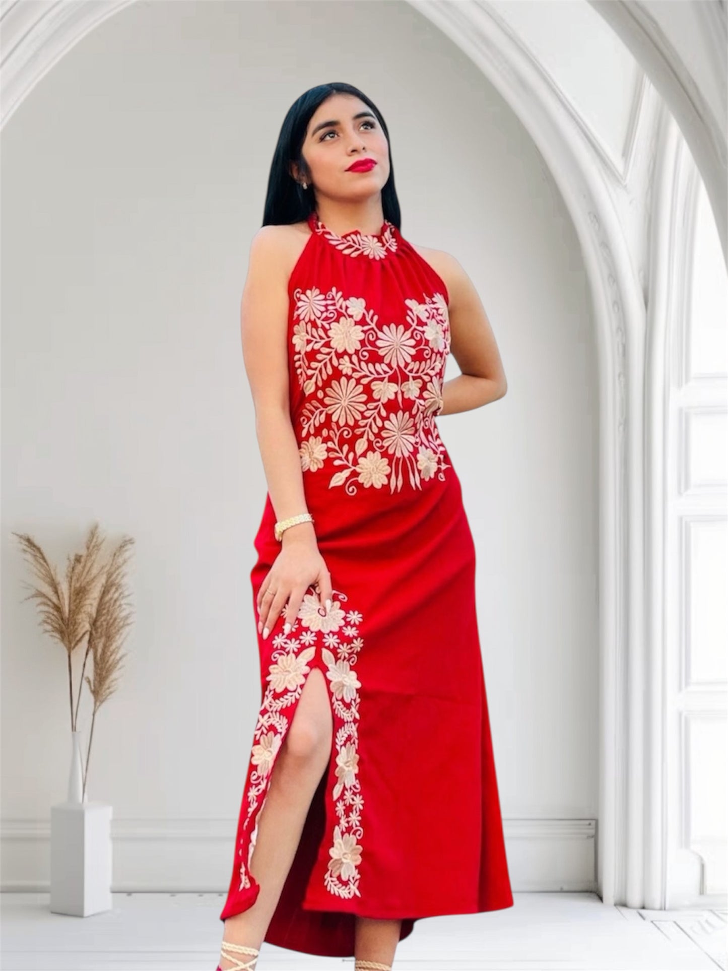 Vestido halter Oro