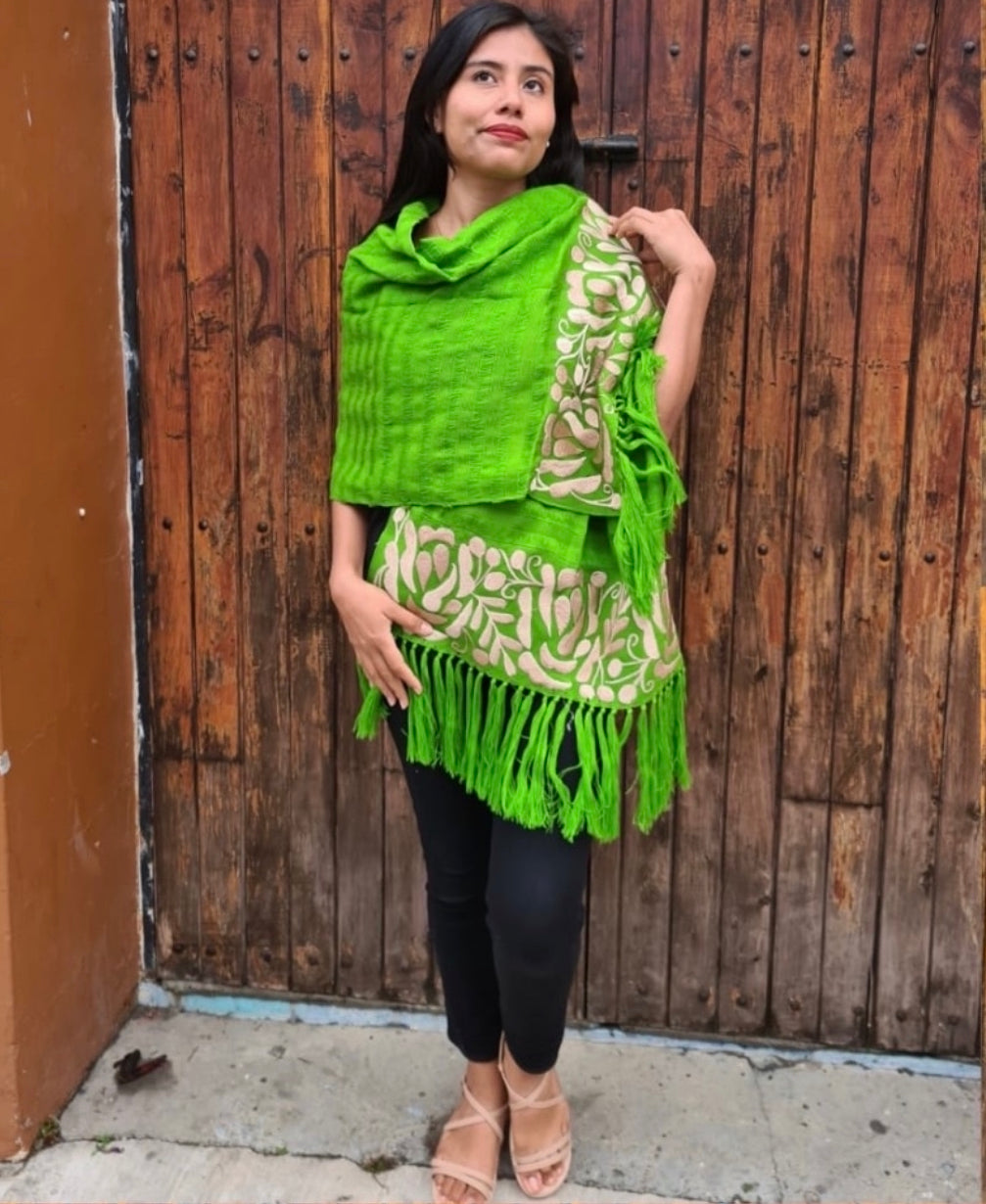 Rebozo Telar Flores Oro