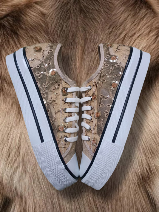 Tenis tipo converse Lentejuela