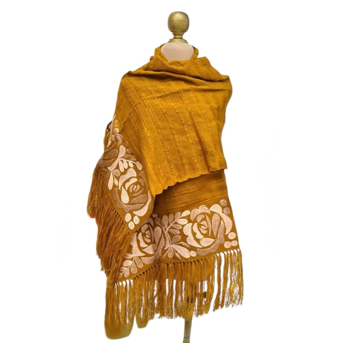 Rebozo Telar Flores Oro