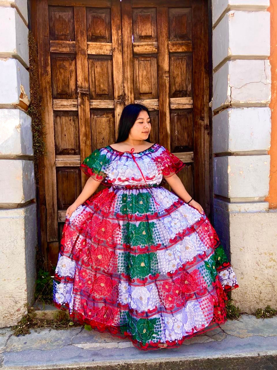 Vestido Tricolor Incluye rebozo