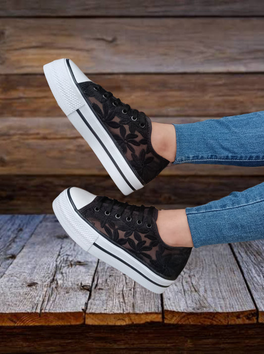 Tenis Choclo Flor negra
