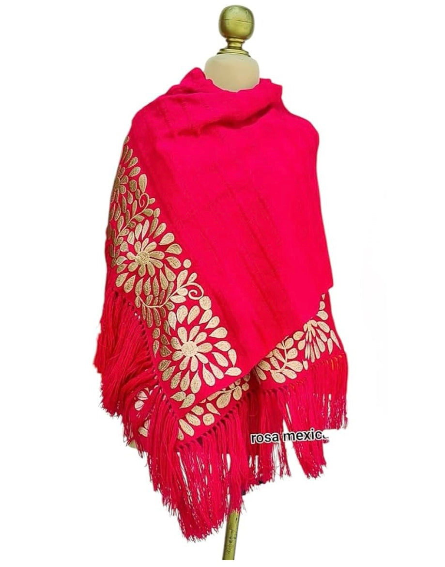 Rebozo Telar Flores Oro